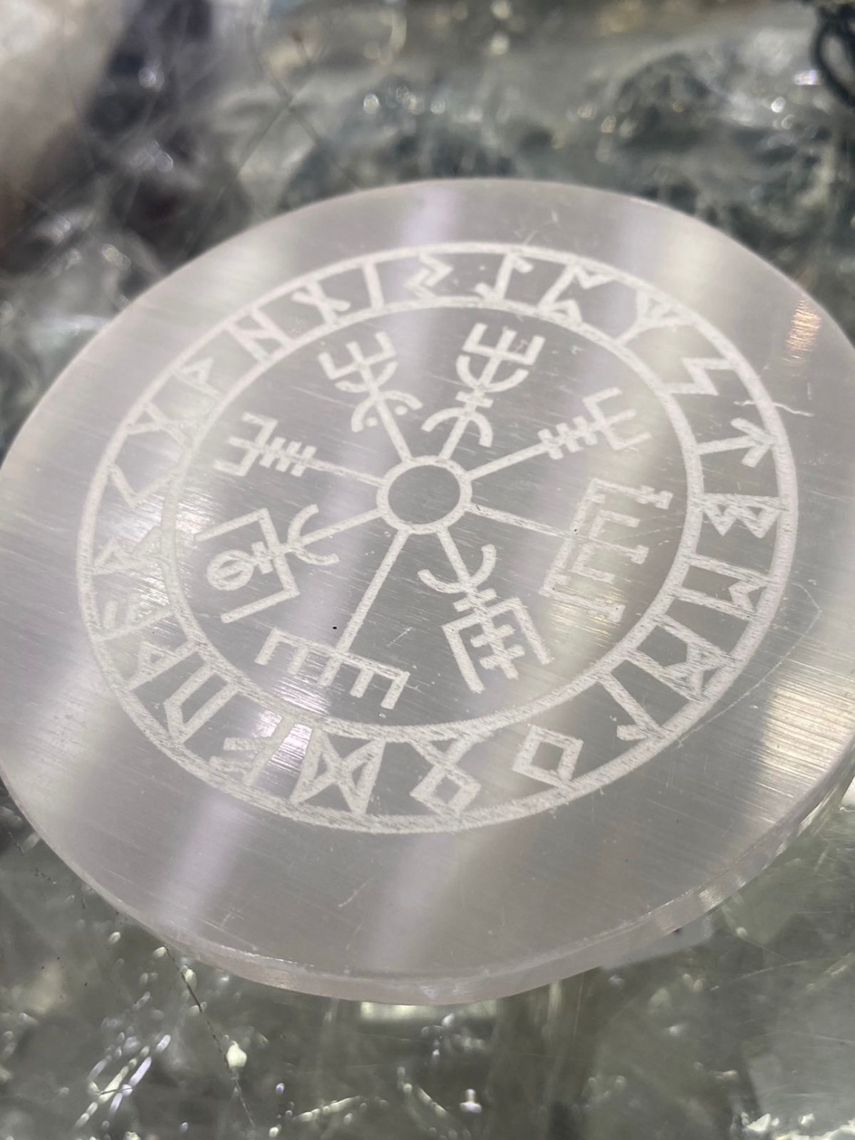 Selenite Runic Plate