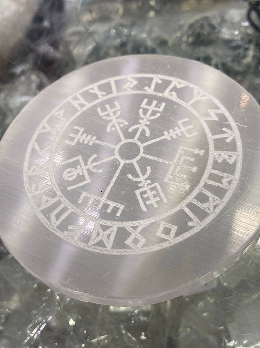 Selenite Runic Plate